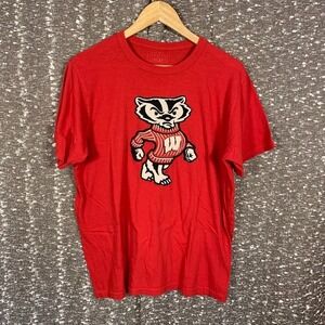 Signature Concepts Wisconsin Badgers Shirt Red Embroidered Bucky Mascot Size Med